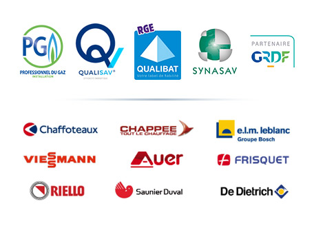 Nous travaillons avec les plus grandes marques : Elm Leblanc, Saunier DUVAL, Frisquet, Vaillant, Chaffoteaux, Riello, etc.